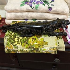 MCM Black Panther With Gold Stripes And Green Jeweled Eyes